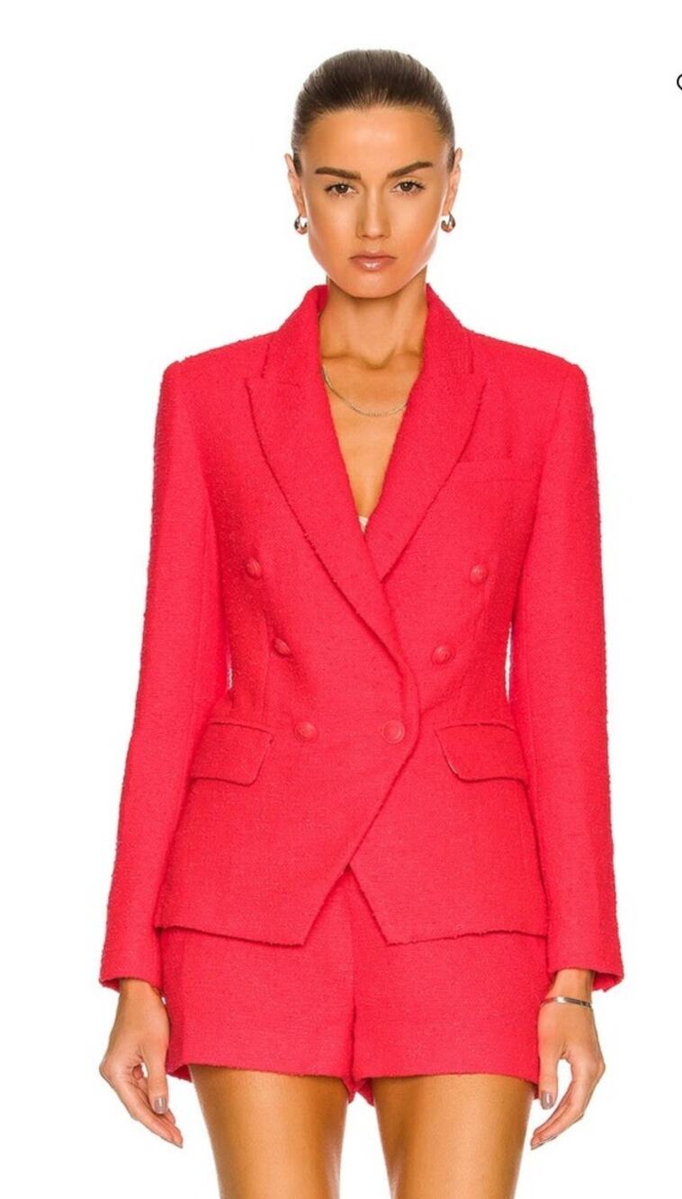 L'AGENCE Kenzie Double Breasted Blazer Neon Pink Sz 00